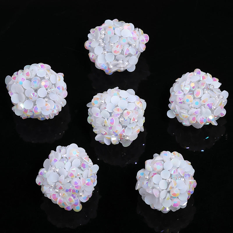 Wholesale 10PCS Colored Rhinestone Pearl Through Hole Acrylic Soft Sugar Beads